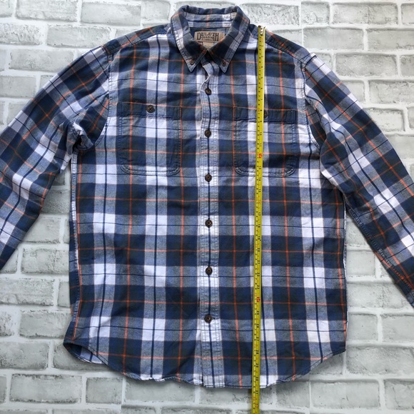 Duluth Trading Company Plaid Button Shirt Dual Pocket Men L Trim Fit Cabincore - Picture 6 of 11